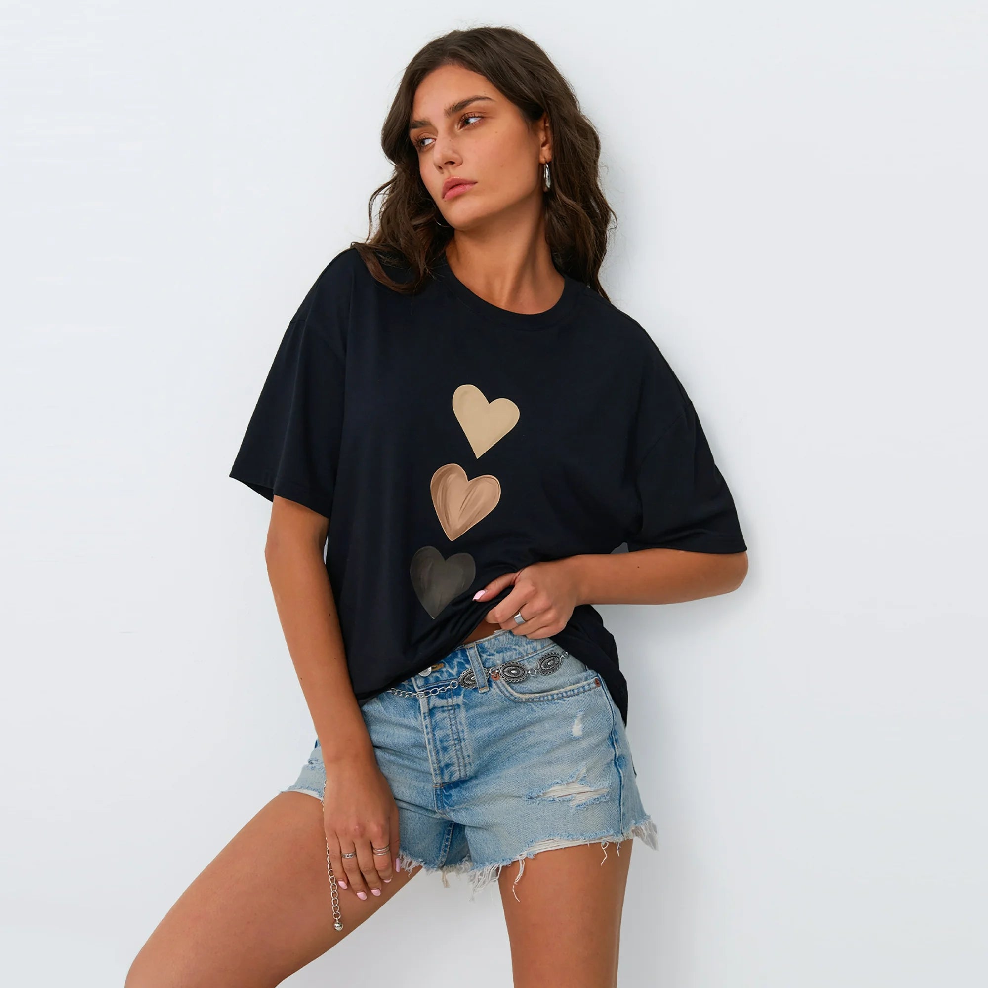 SUNBS Women's Oversized Graphic Tee – Love Heart Casual Summer T-Shirt