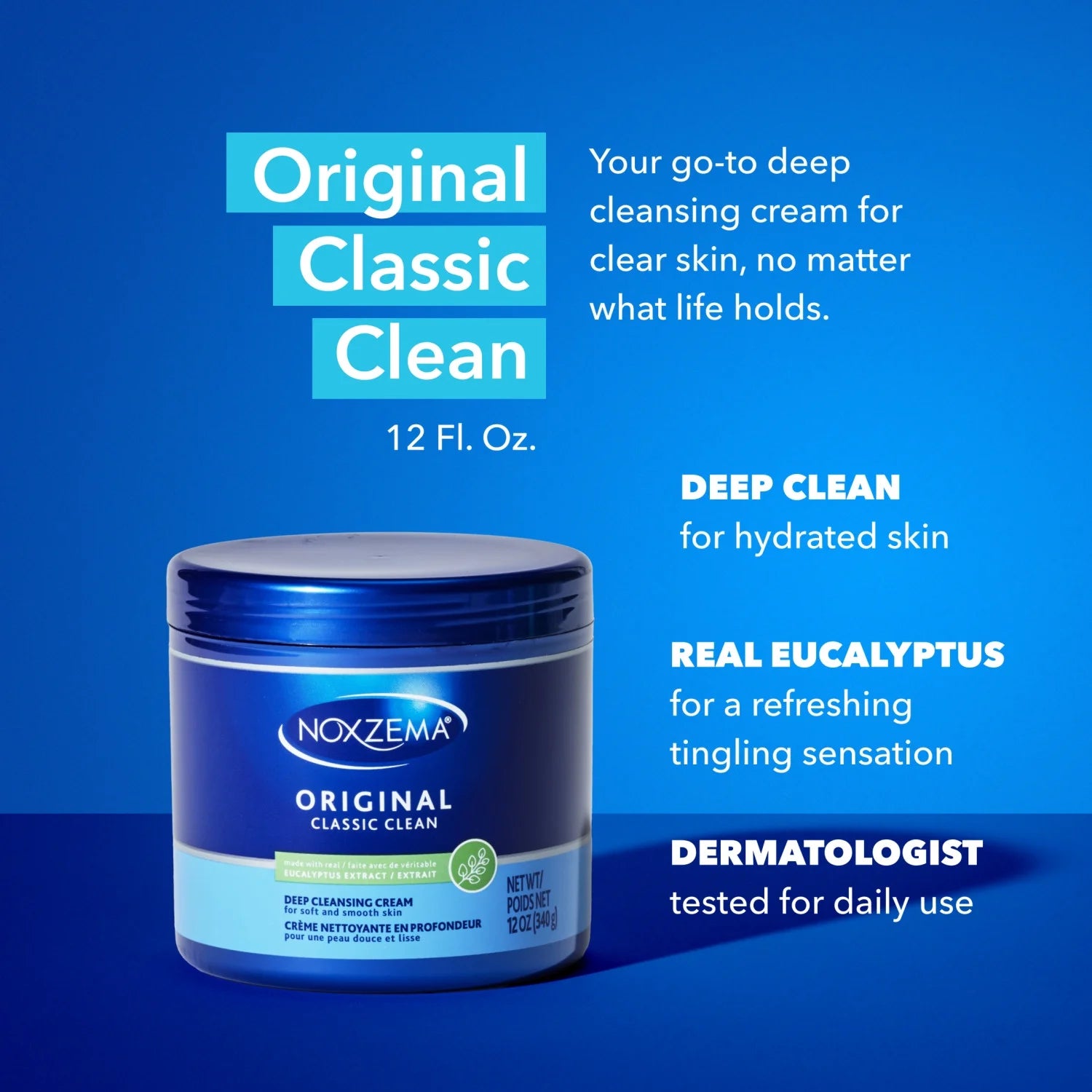 Noxzema Classic Clean Original Deep Cleansing Cream with Eucalyptus – 12 oz