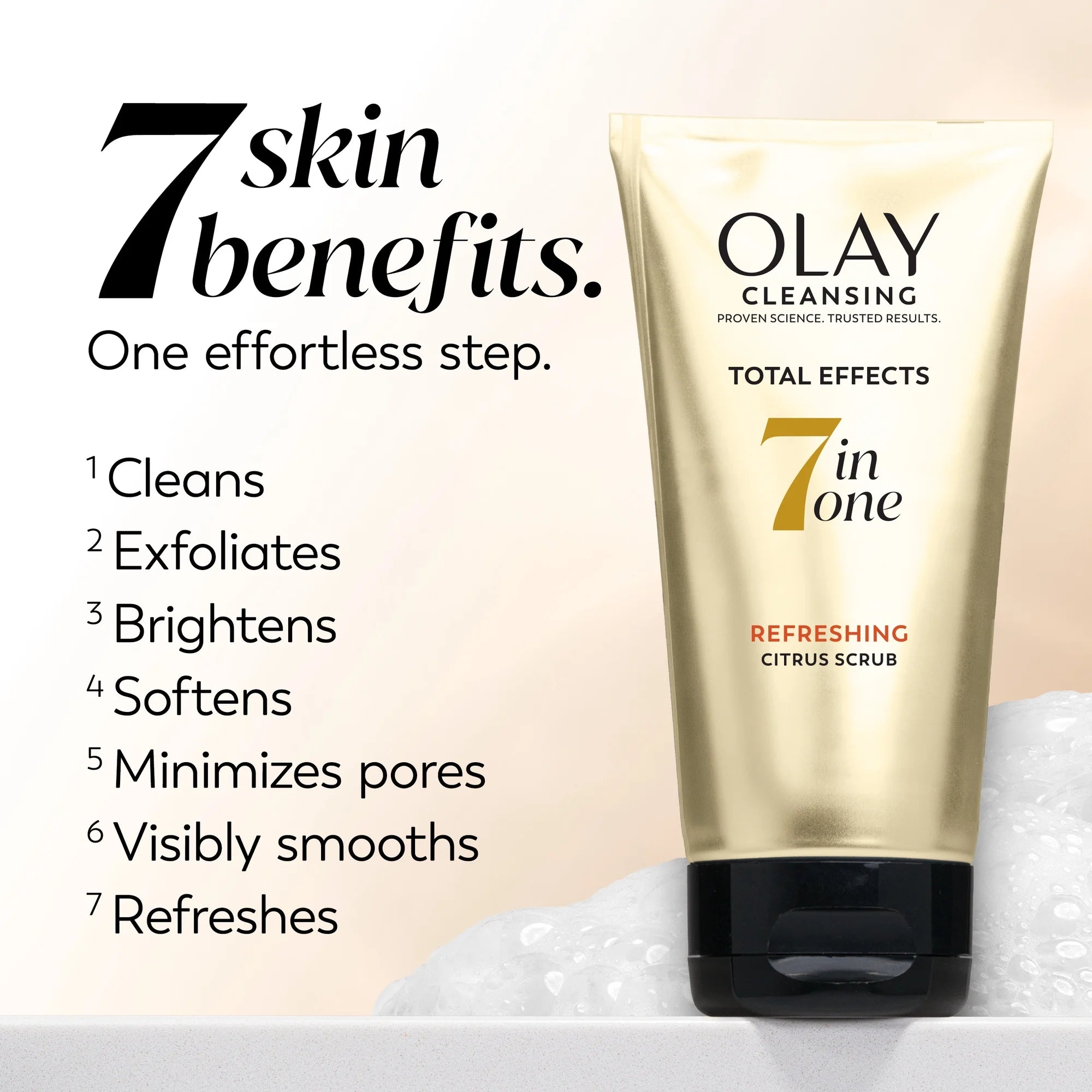 Olay Total Effects Refreshing Citrus Scrub Face Cleanser, 5 fl oz | Exfoliating Daily Face Wash