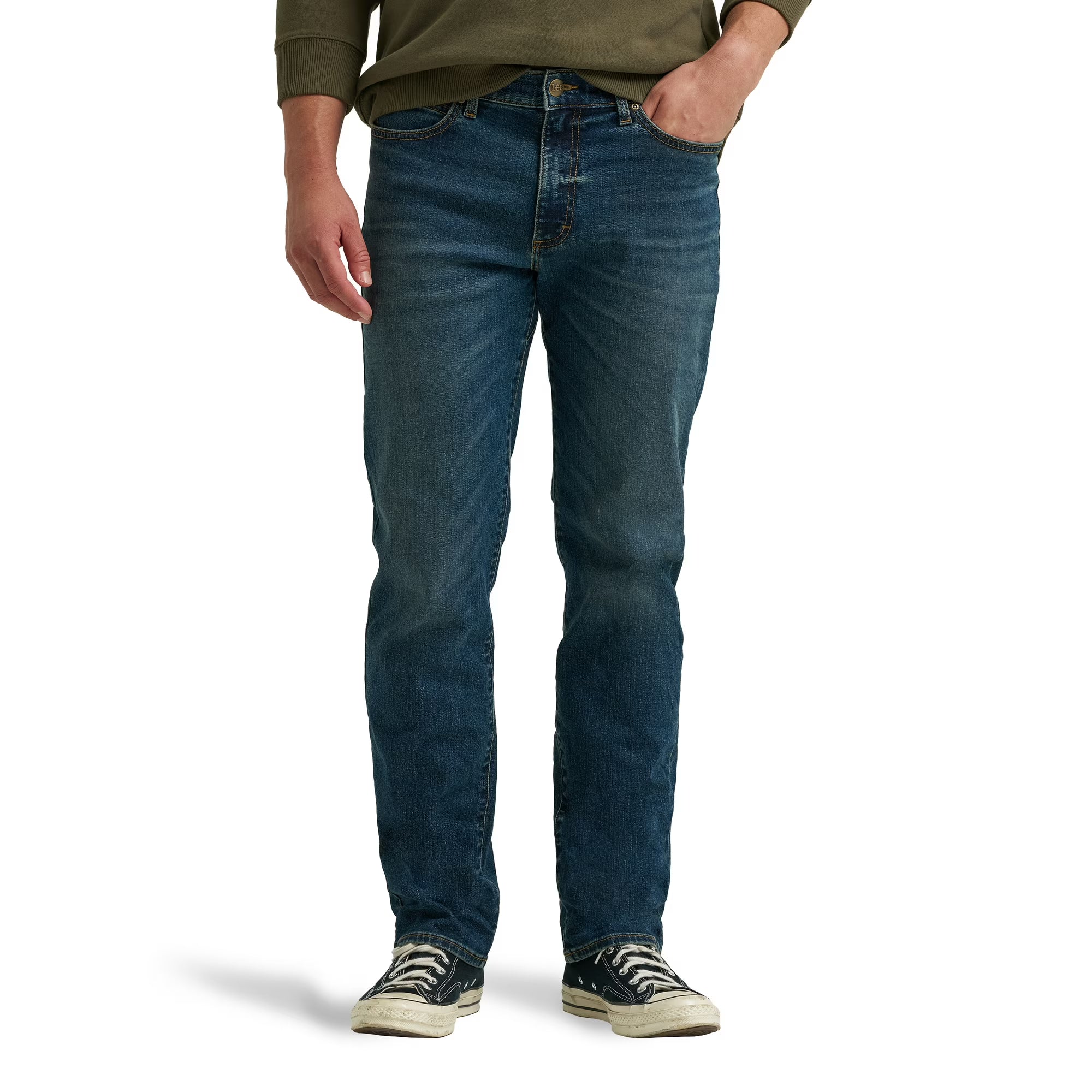 Lee® Men's Regular Fit Straight-Leg Stretch Denim Jeans – Comfortable Everyday Wear