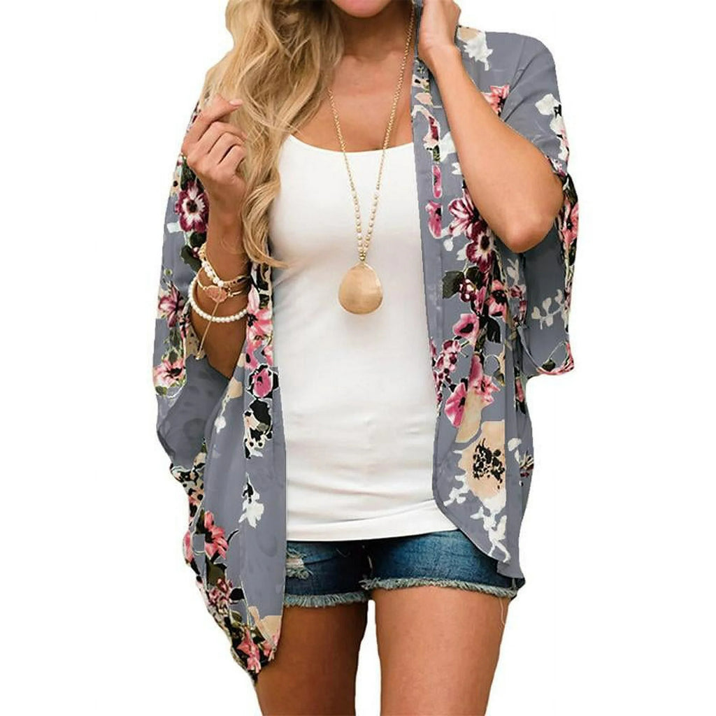 Shine Up Women's Printed Kimono Blouse – Plus Size Summer Casual Cover-Up Top