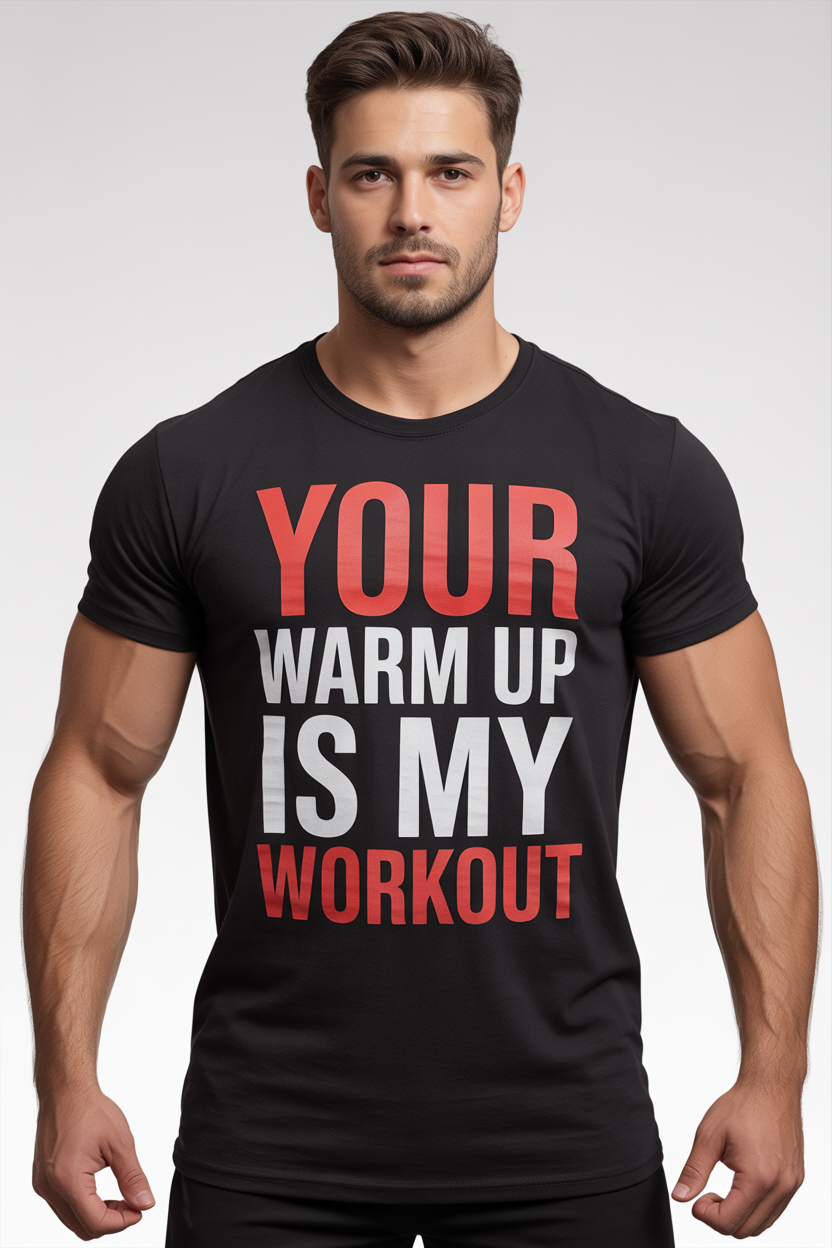 Your Warm Up Is My Workout T-Shirt – Funny Gym Motivation Unisex Fitness Tee